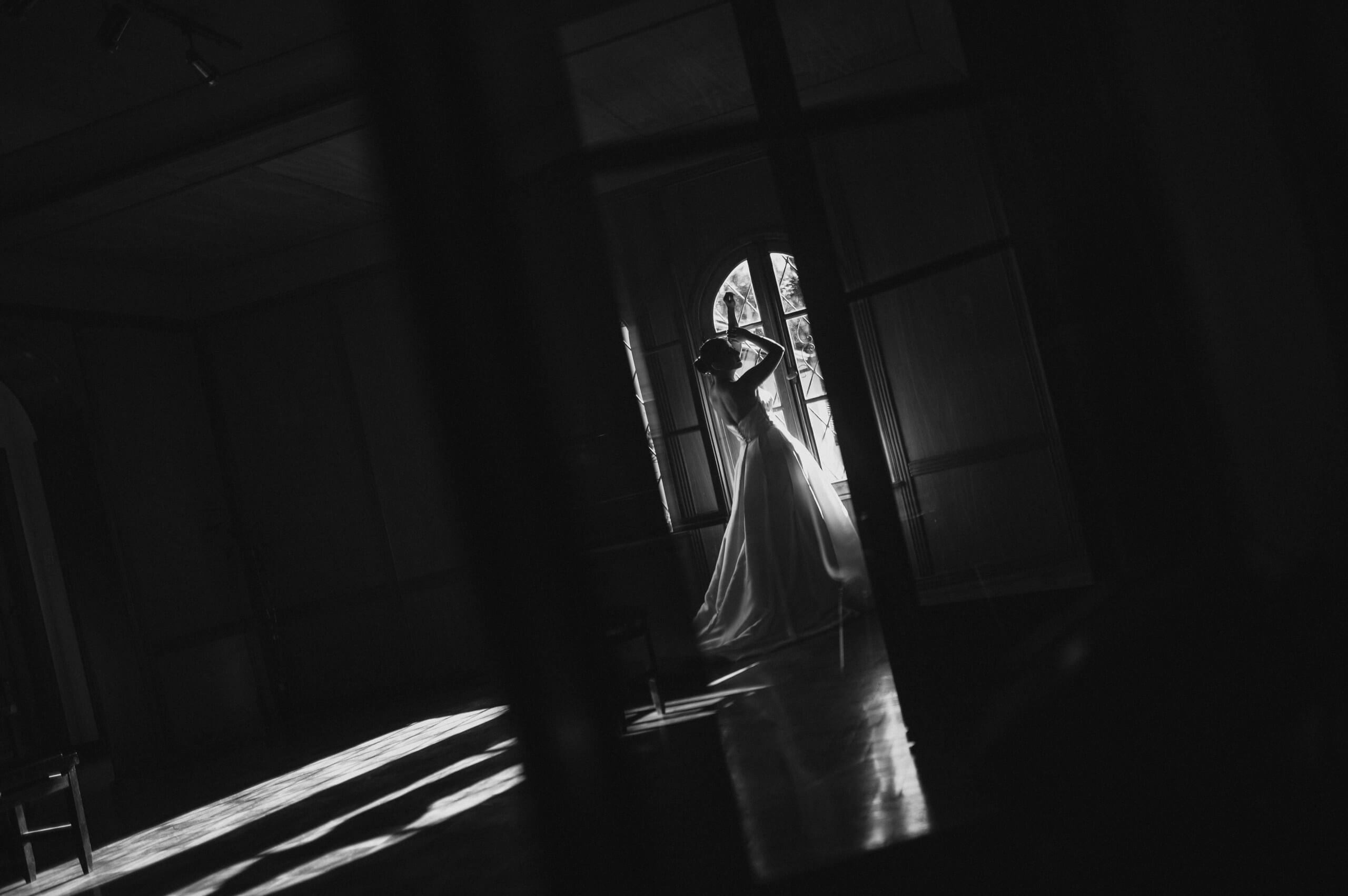 Artistic bridal portrait with editorial style, dramatic light and shadow in Rio de Janeiro, luxury destination wedding photography in Brazil.