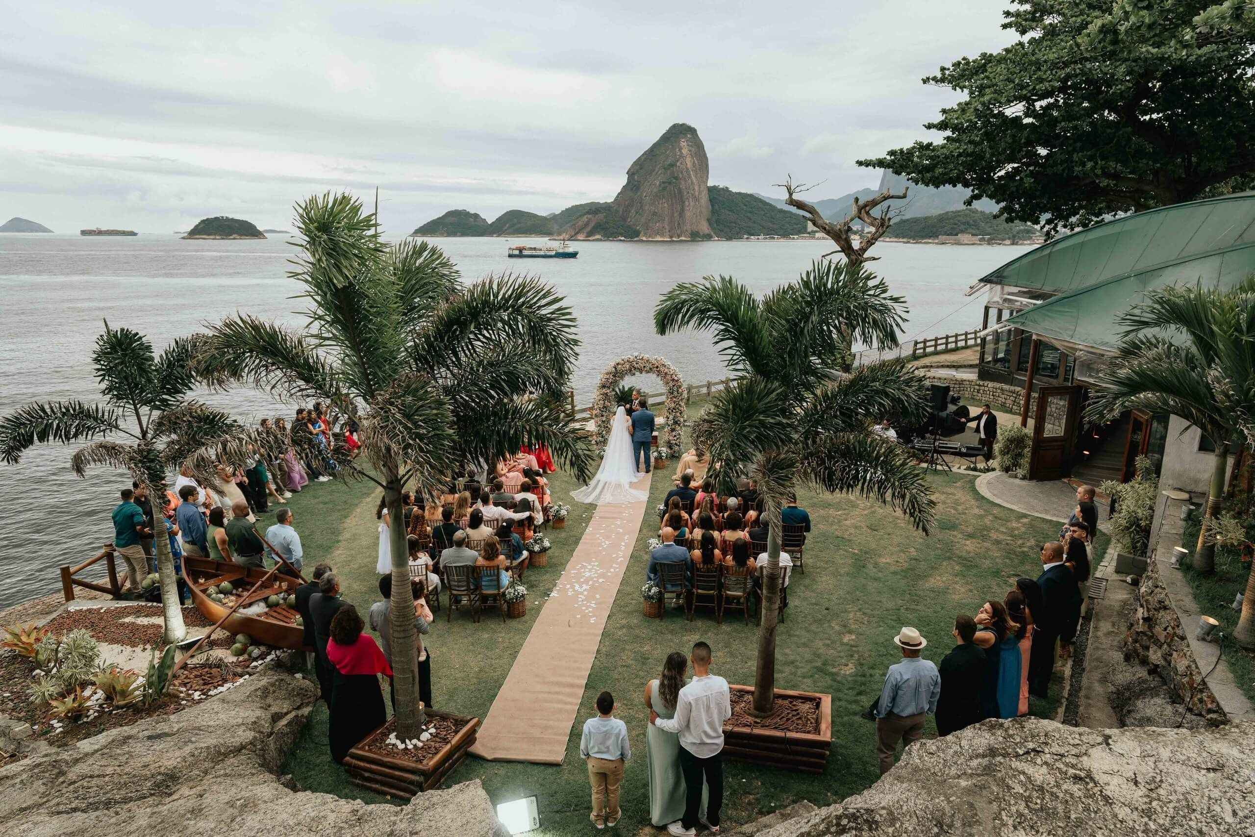 Wedding ceremony at destination wedding in Rio de Janeiro, elegant Brazil wedding photography.