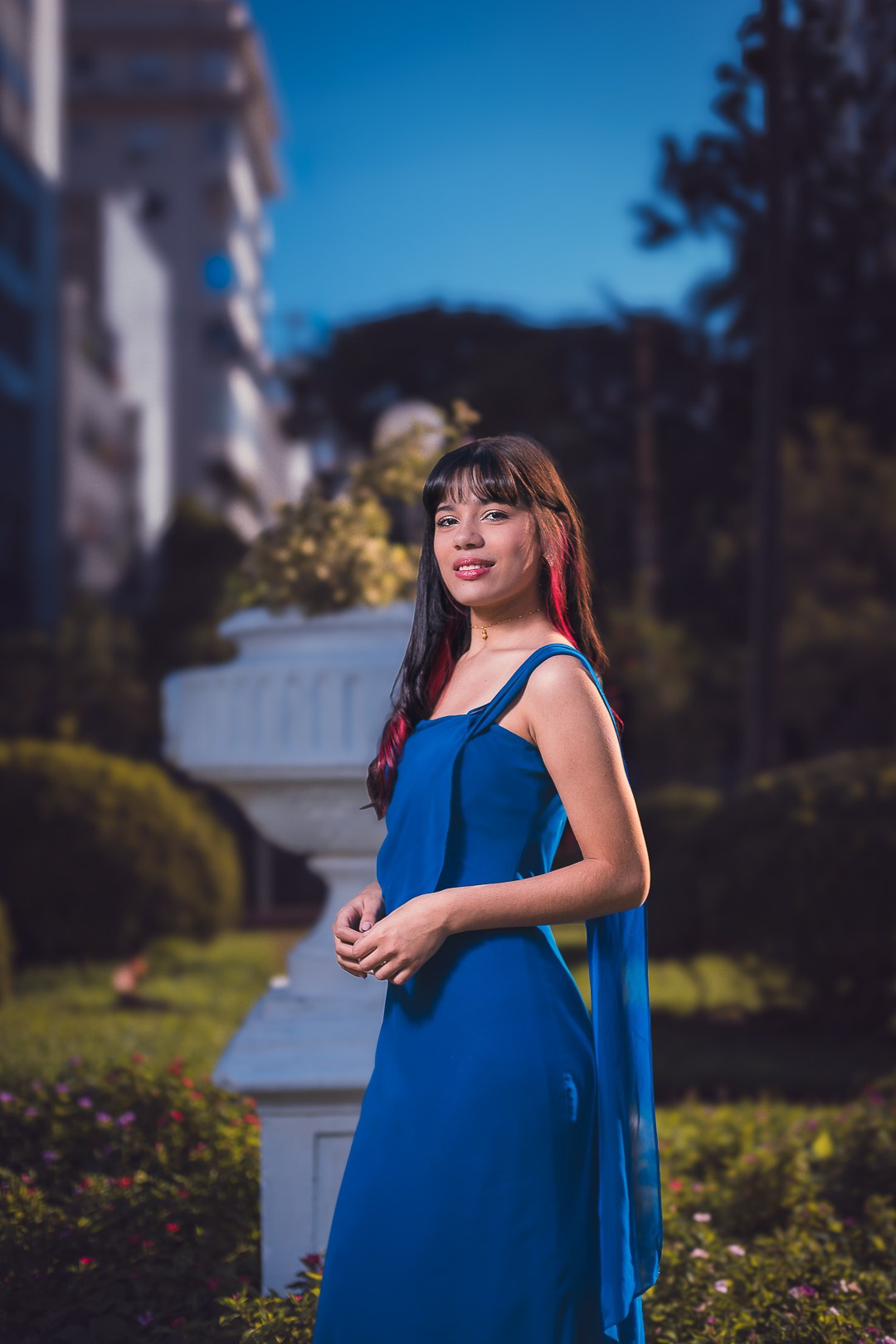 Ensaio fotográfico 15 anos debutante na praça do DMAE em Porto Alegre